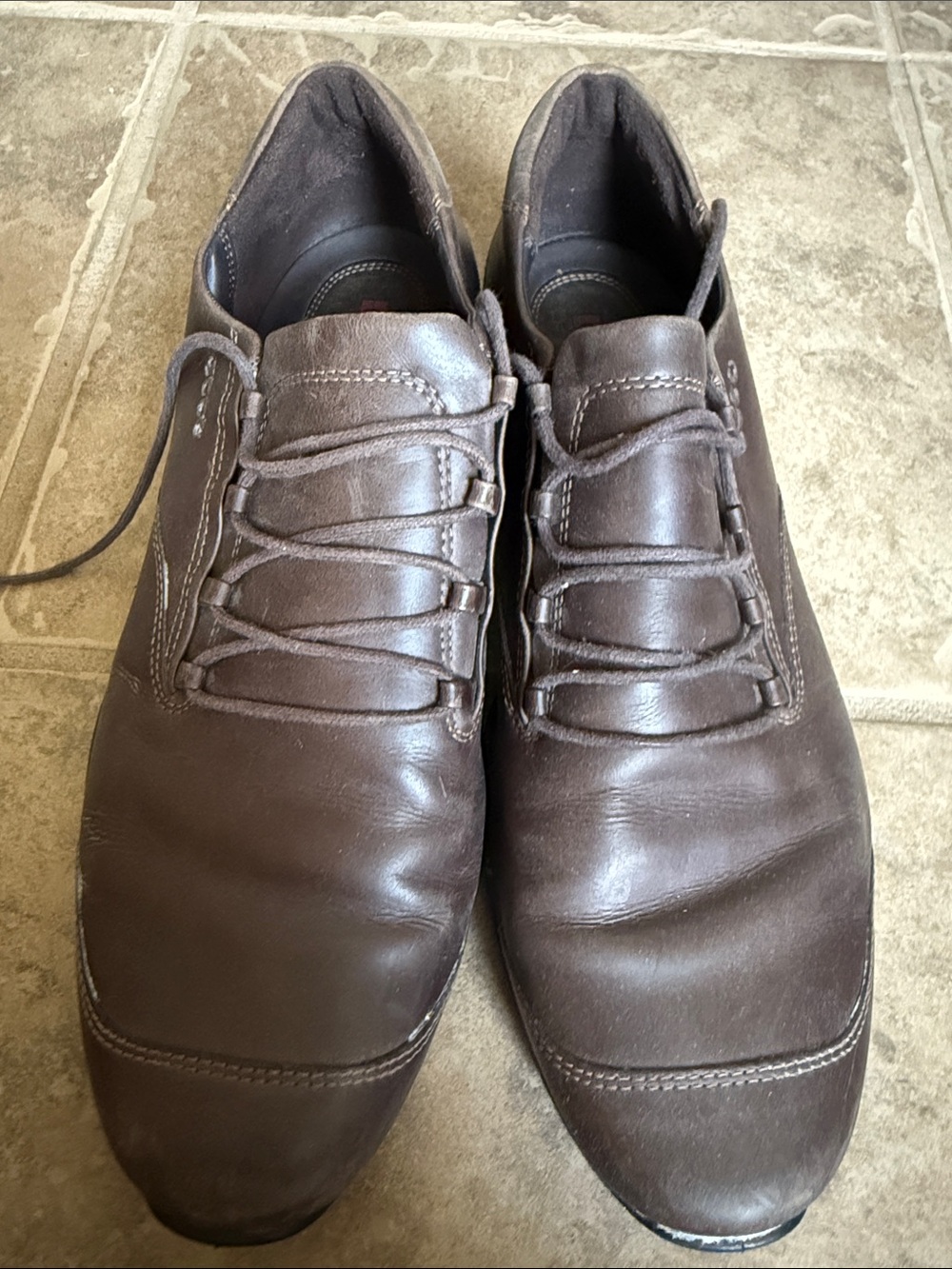 Ecco Men's Brown Leather Lace-Up Oxfords